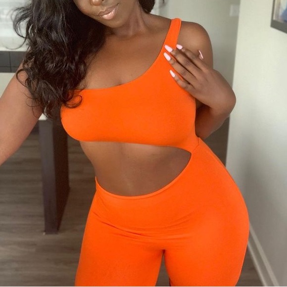 naked wardrobe Pants - NWT Naked Wardrobe Orange Romper
